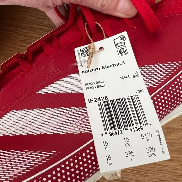 Adidas Men’s Adizero Electric Red and White Football Cleats